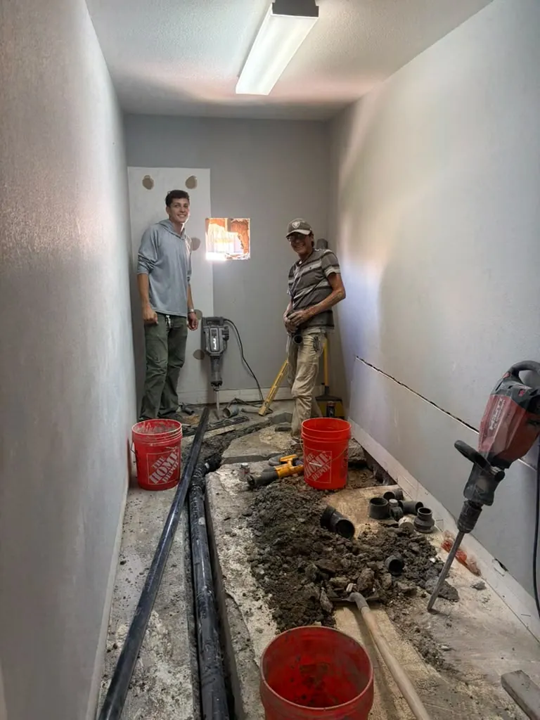 Carlito and his crew on an under-slab plumbing job in Las Vegas